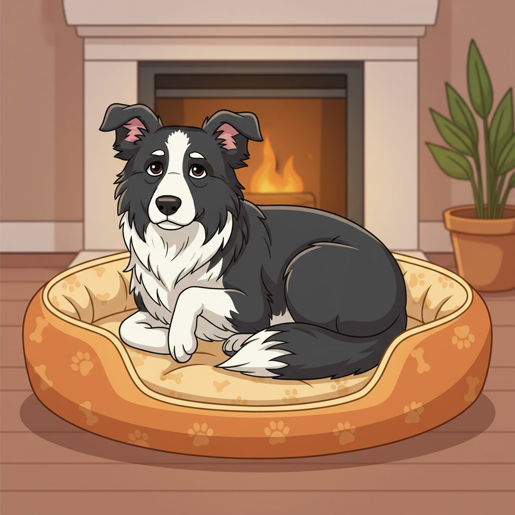 Border collie arthrosique au repos