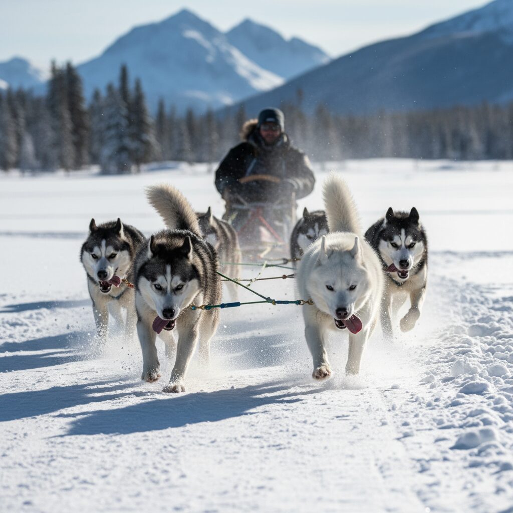 Husky de sibérie attelage, race de chiens sportif