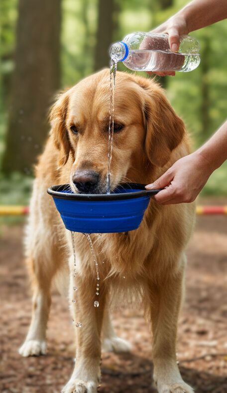 donner de l'eau à son chien sportif